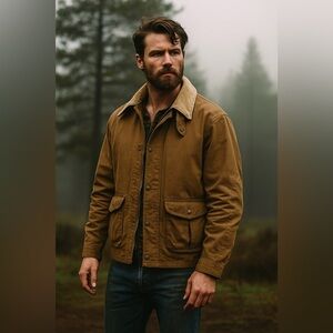 Nonnative Men's Tan Barn Chore Jacket with Beige Corduroy Collar Size 1 Japan